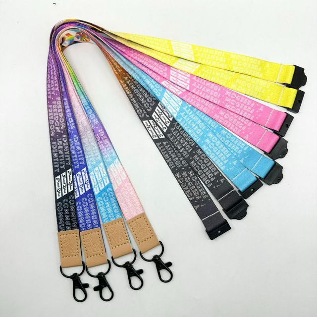 Environmentally Friendly RPET with Custom Logo Leather Gift Lanyard