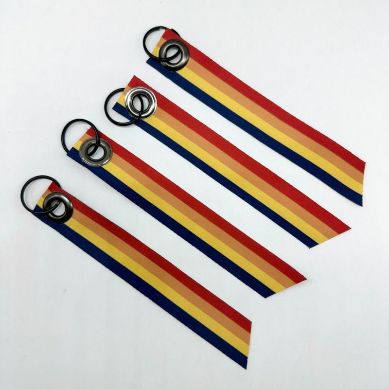 Custom 25mm Polyester Activity Riding Ribbon Transfer Keychain