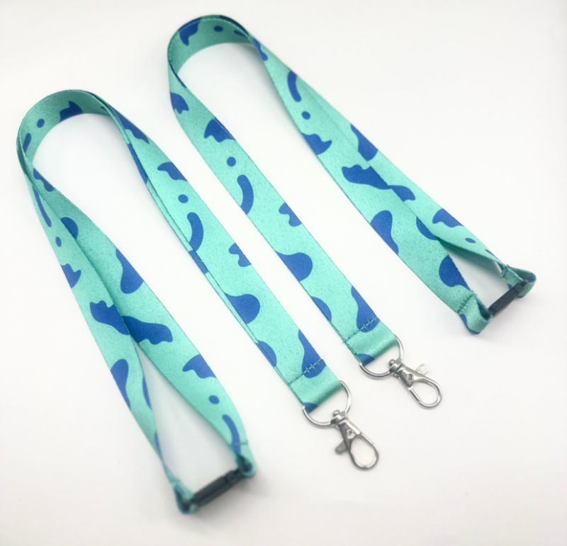 Environmentally Friendly and Recyclable Polyester RPET Ribbon with Logo Transfer and Safety Buckle Hanging Lanyard