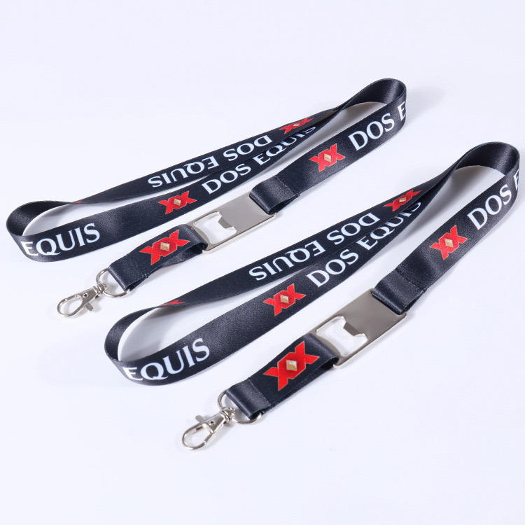 Custom Polyester Double Transfer Silk Screen Printed Lanyard for Bottle Corkscrew