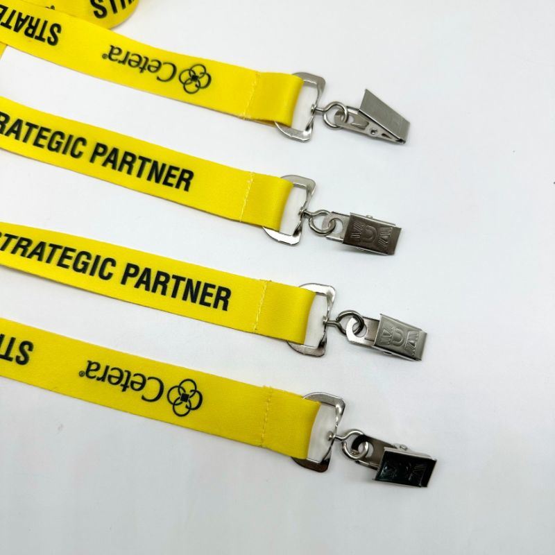 Manufacturers Mass Custom Double Number Clip Certificate Cover Polyester Silk Screen Transfer Jacquard Lanyard