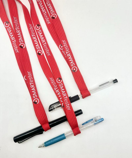 Polyester Double-Layer Hollow Band with Silk Screen Logo Writing Pen Hanging Lanyard