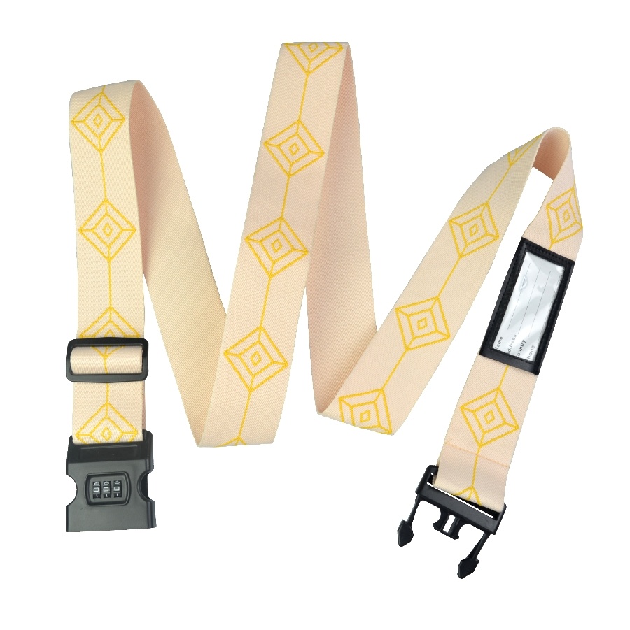 Customized High-Quality Polyester Material with Single-Sided Jacquard Strap, Three Digit Password Lock Strap, PU Leather Blank Address Bar, Luggage Strap
