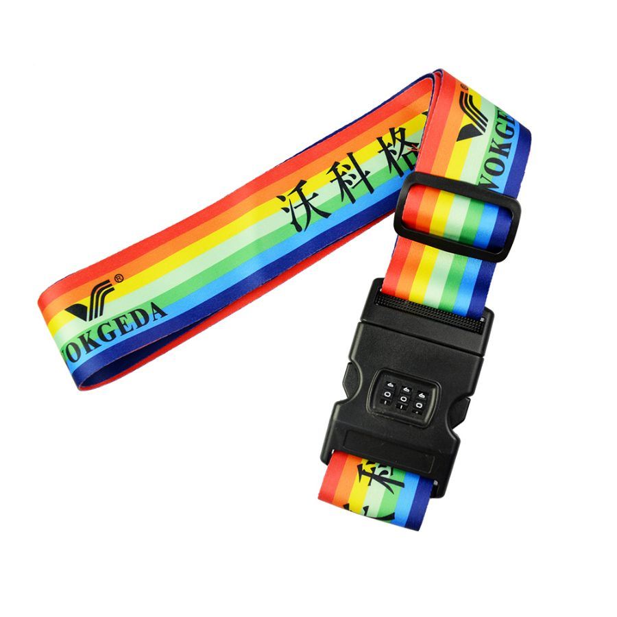 Custom High Quality Polyester Heat Transfer Tape with Three Combination Lock Luggage Strap