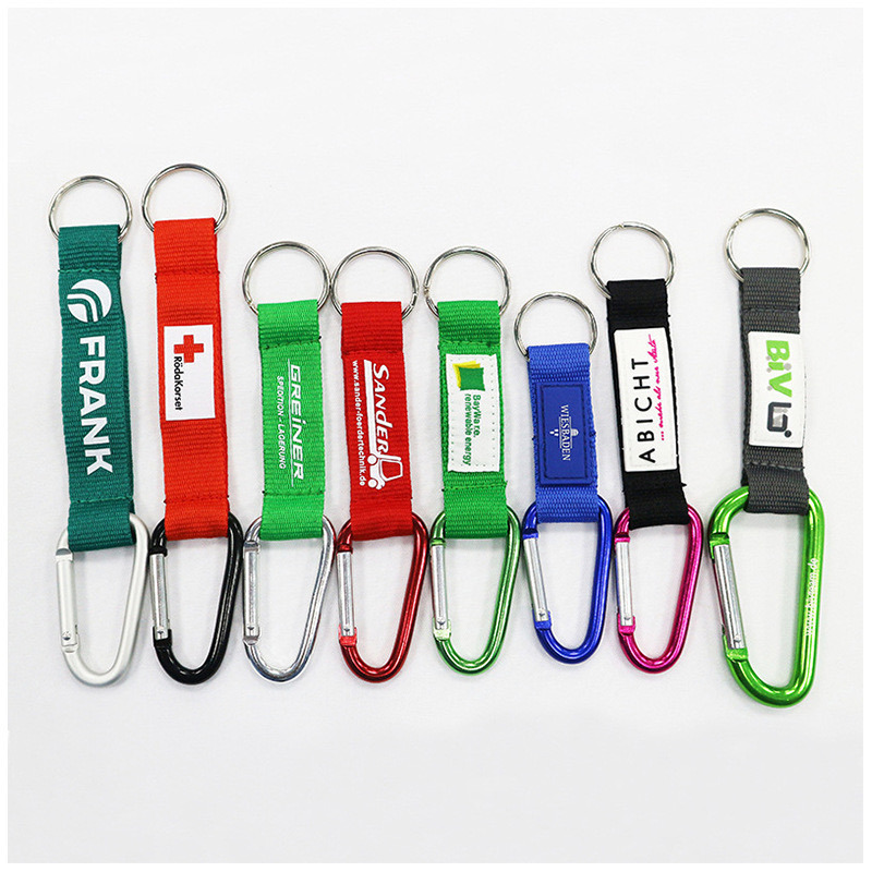 Customized Logo Polyester Nylon Lanyard Woven Mountaineering Buckle PVC Label Short Belt Silk Screen Printing Logo