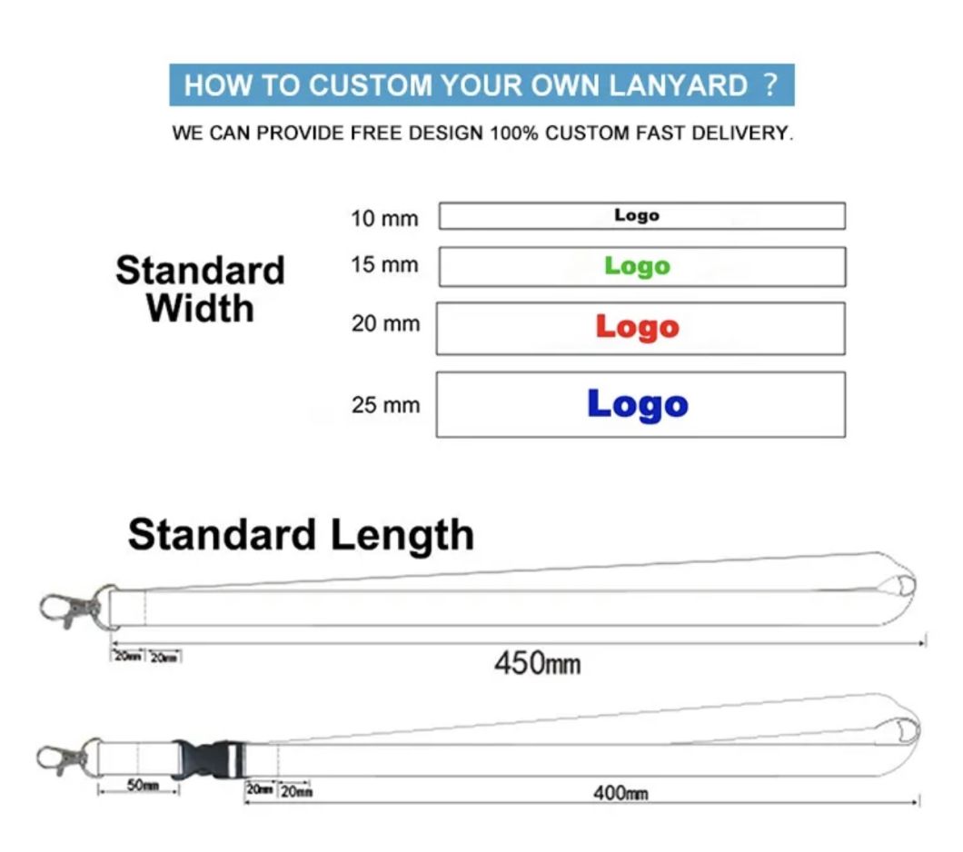 Custom Design Logo with Retractable and Easy to Pull Buckles Heat Transfer Dye Sublimation Printed Lanyard with Badge Reel