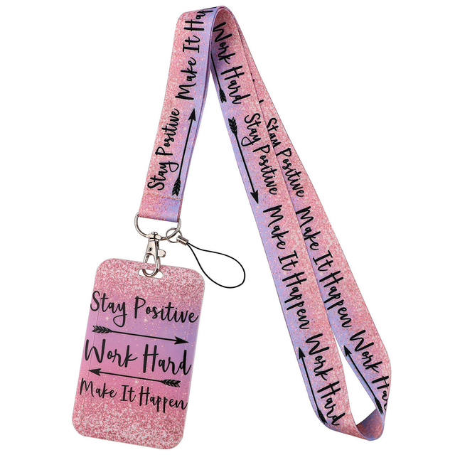 Custom Polyester UV Printed Student Card Identification Set Sublimation ID Card Holder Lanyard