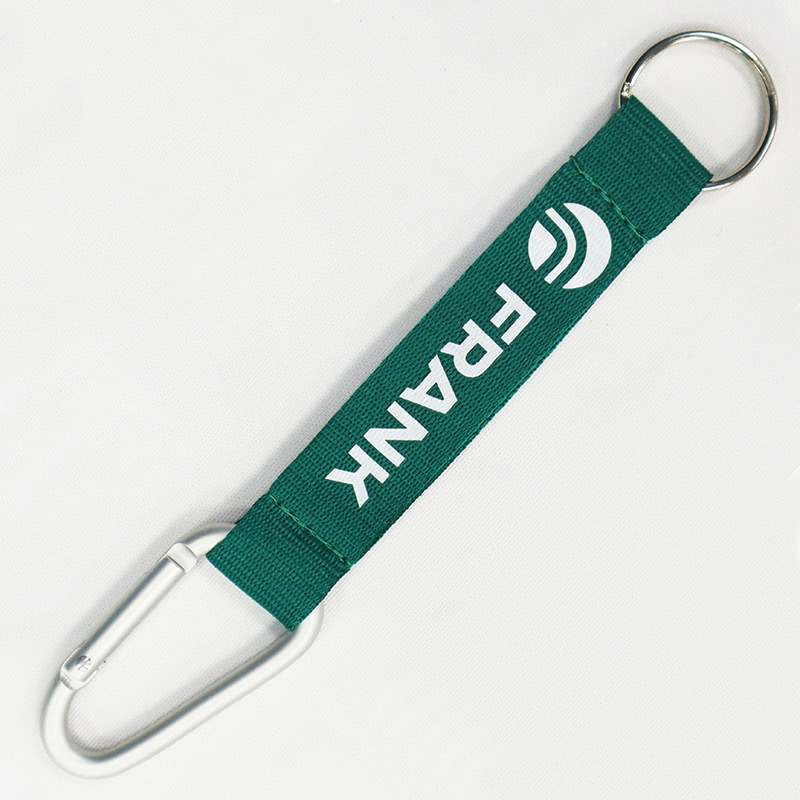 Customized Logo Polyester Nylon Lanyard Woven Mountaineering Buckle PVC Label Short Belt Silk Screen Printing Logo
