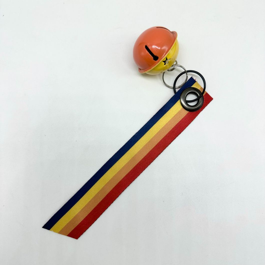 Custom 25mm Polyester Activity Riding Ribbon Transfer Keychain