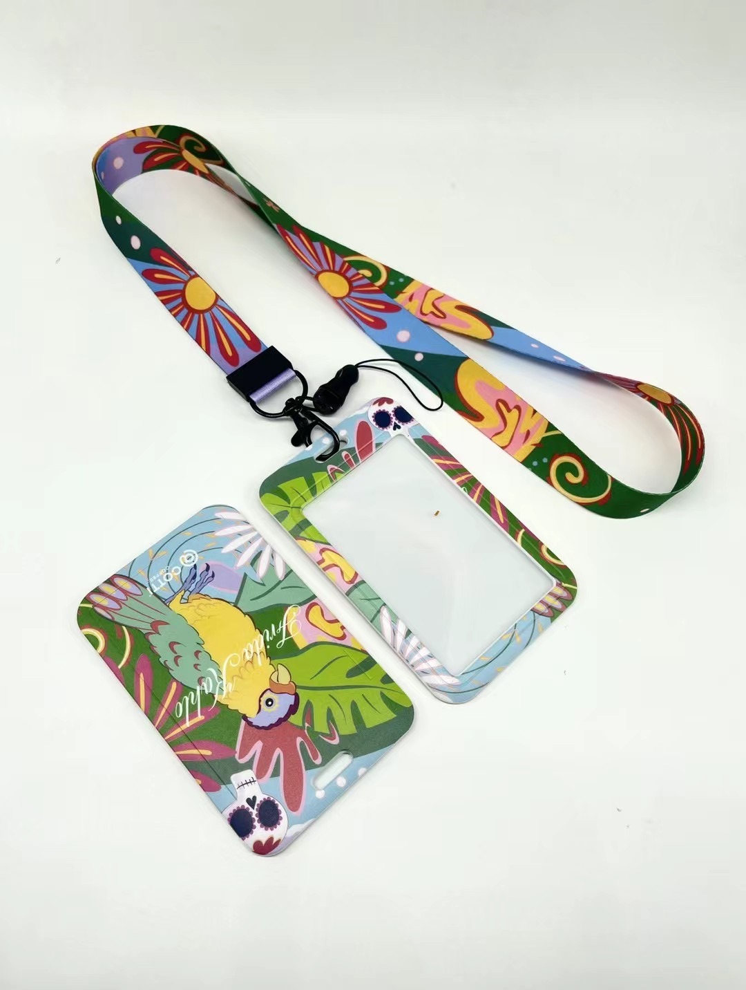 Polyester Strap Printed Design Fabric Lanyard Color Printing Push ID Card for Promotional Gift