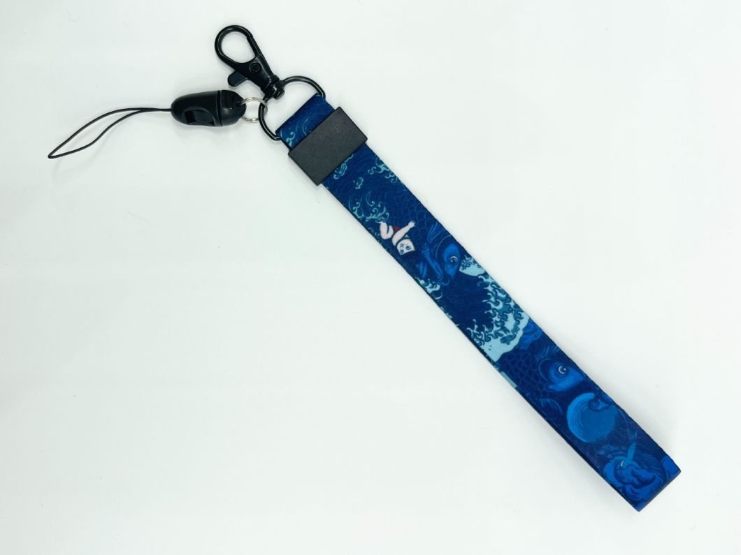 Customized Polyester Transfer Printing Silk Screen Keychain Short Rope for Mobile Phone Anti Loss Bracelet Lanyard