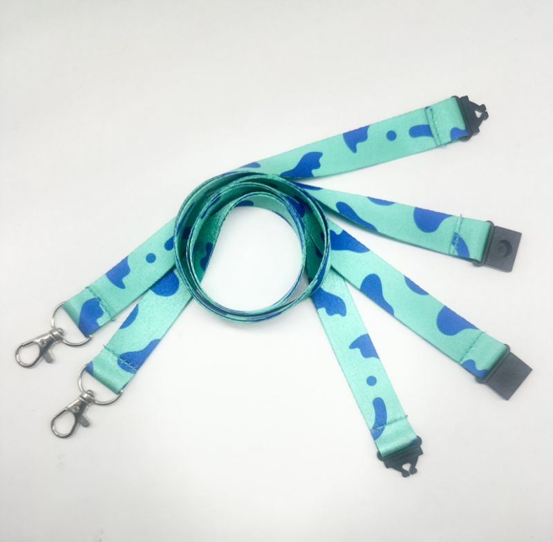 Environmentally Friendly and Recyclable Polyester RPET Ribbon with Logo Transfer and Safety Buckle Hanging Lanyard