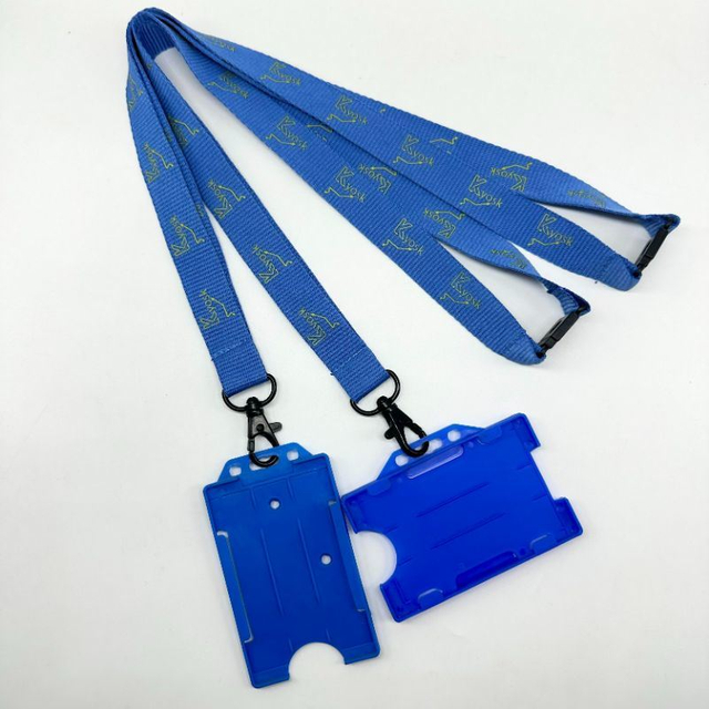 High Quality Polyester Screen Printed Gold Logo Card Holder Lanyard