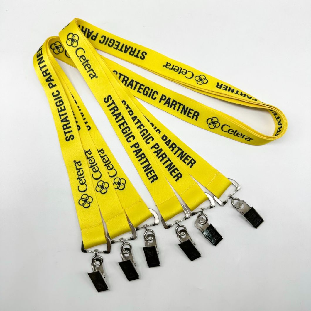 Manufacturers Mass Custom Double Number Clip Certificate Cover Polyester Silk Screen Transfer Jacquard Lanyard