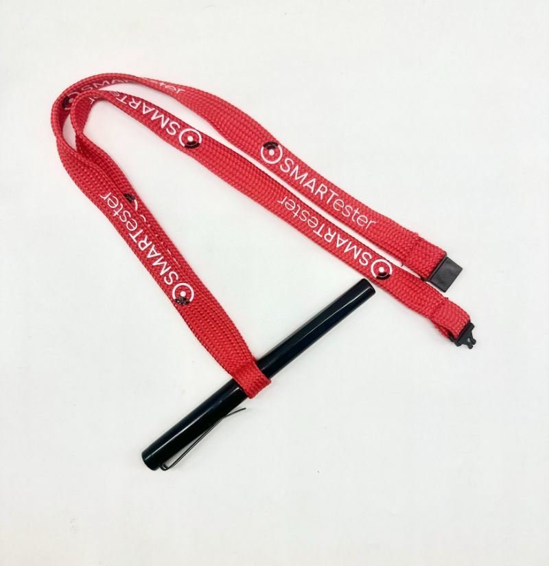 Polyester Double-Layer Hollow Band with Silk Screen Logo Writing Pen Hanging Lanyard