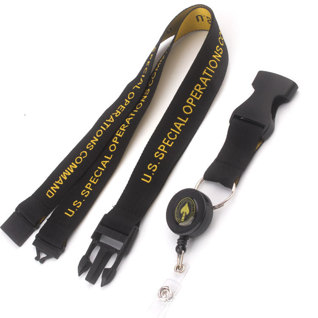 Blue Heat Transfer Printing Cy 20*900mm China Logo ID Card Holder Woven Lanyard OEM