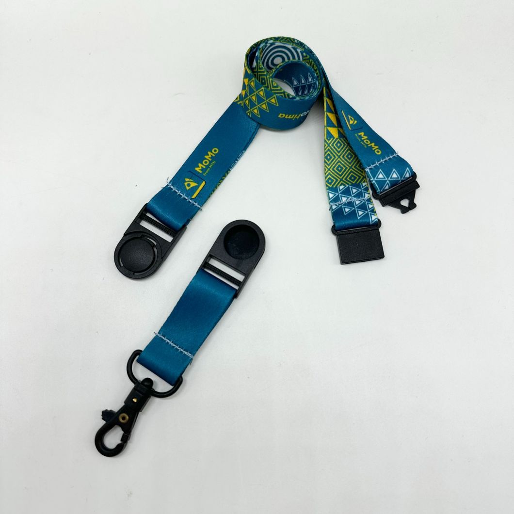 Nylon Dog Buckle with Rotating Buckle and Polyester Transfer Printing Screen Printed Promotion Lanyard