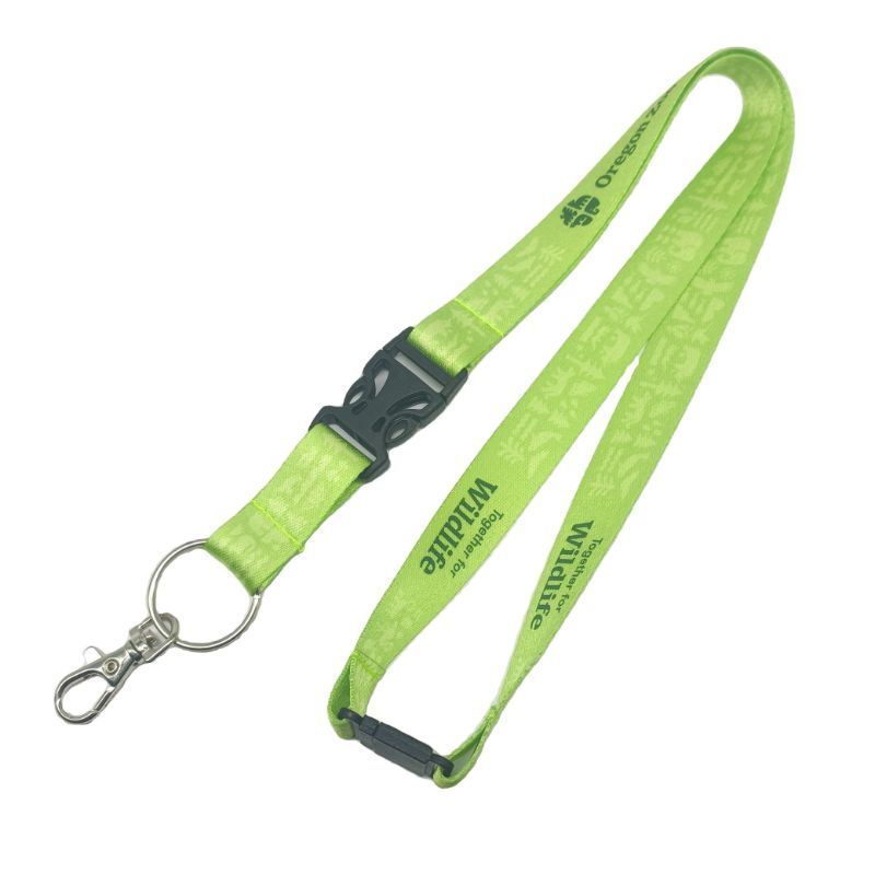 Environmentally Friendly and Recyclable Polyester RPET Ribbon with Logo Transfer and Safety Buckle Hanging Lanyard