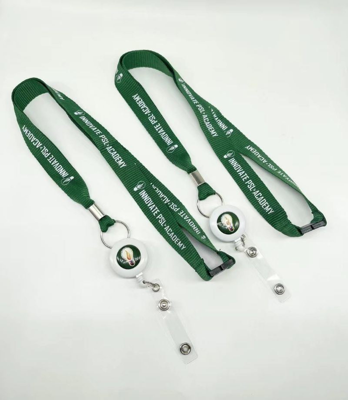 Custom Design Logo with Retractable and Easy to Pull Buckles Heat Transfer Dye Sublimation Printed Lanyard with Badge Reel