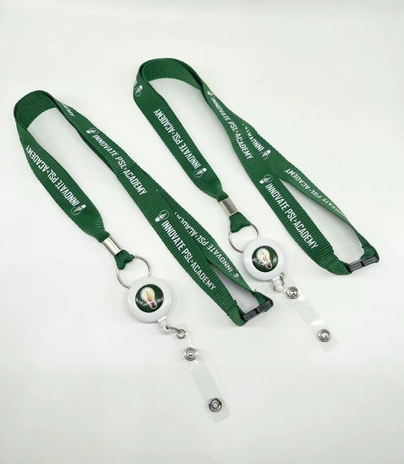 Custom Design Logo with Retractable and Easy to Pull Buckles Heat Transfer Dye Sublimation Printed Lanyard with Badge Reel