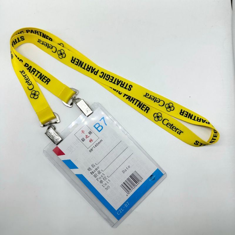 Manufacturers Mass Custom Double Number Clip Certificate Cover Polyester Silk Screen Transfer Jacquard Lanyard