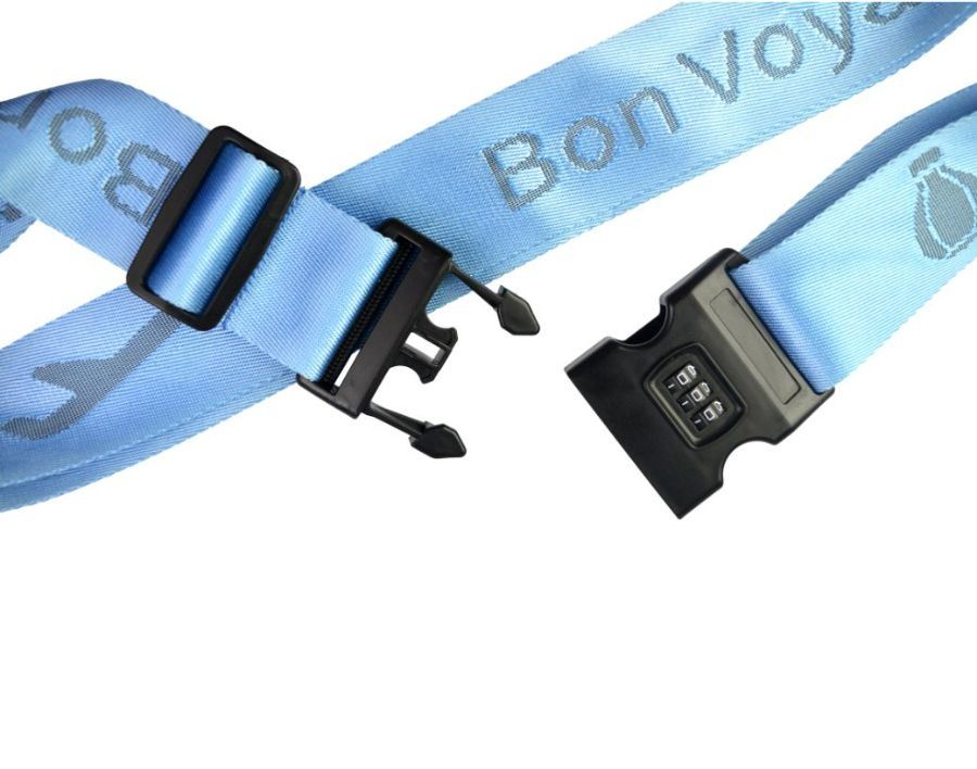 Customized High Quality Nylon Material Computer Jacquard Logo with 3 Digit Code Lock Suitcase Binding Belt