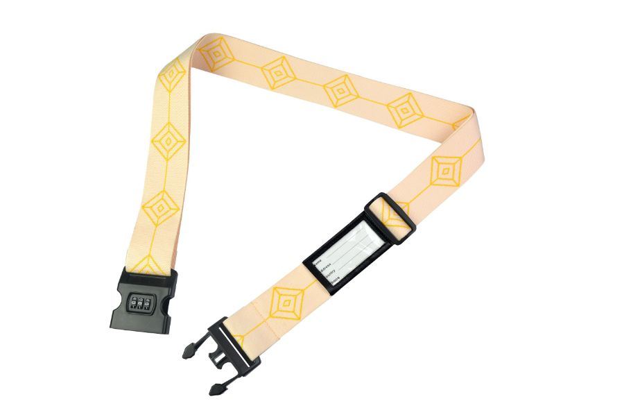 Customized High-Quality Polyester Material with Single-Sided Jacquard Strap, Three Digit Password Lock Strap, PU Leather Blank Address Bar, Luggage Strap
