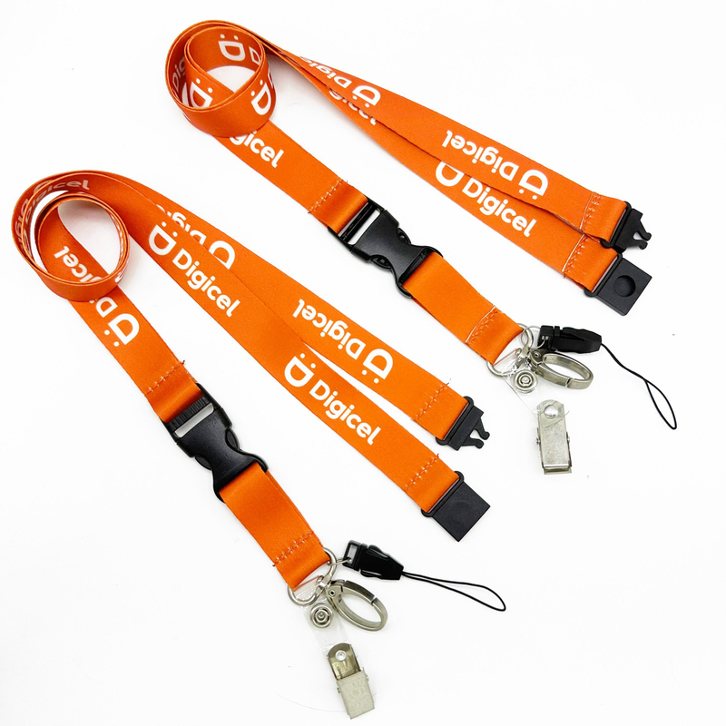 Custom High Quantity Polyester Nylon Silk Screen Printed Heat Transfer Promotional Lanyard