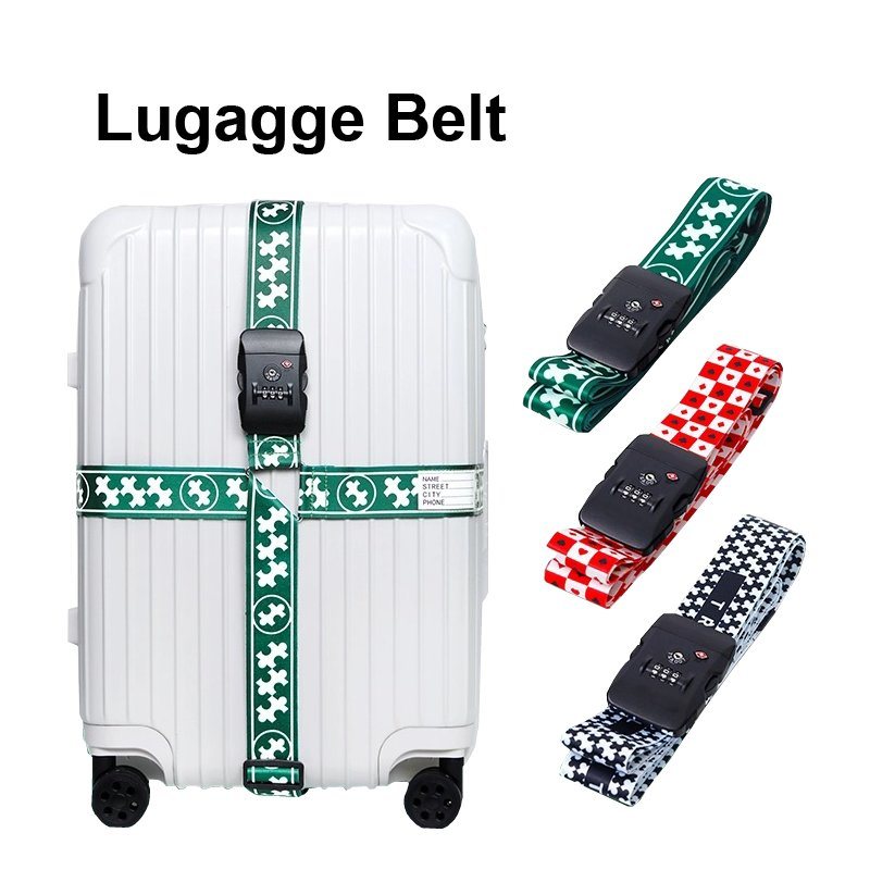 Customized High quality Heat Transfer Logo Luggage Belt with Tsa Custom Locks