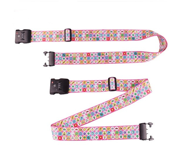 Customized Logo Polyester Nylon High Quality Heat Transfer Silk Screen Printed with Tsa Custom Locks Lugagge Strap