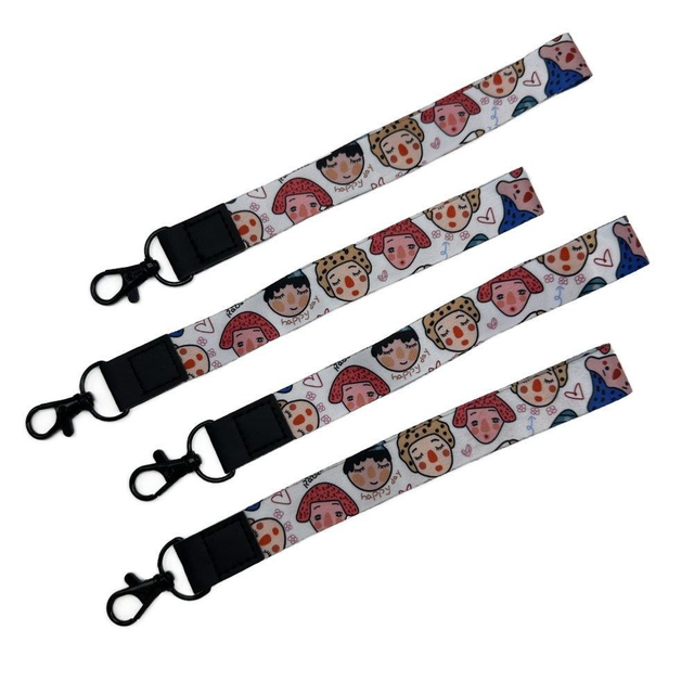 Custom Logo Pink Cute Wristlet Key Strap Holder Short Keychain Lanyard