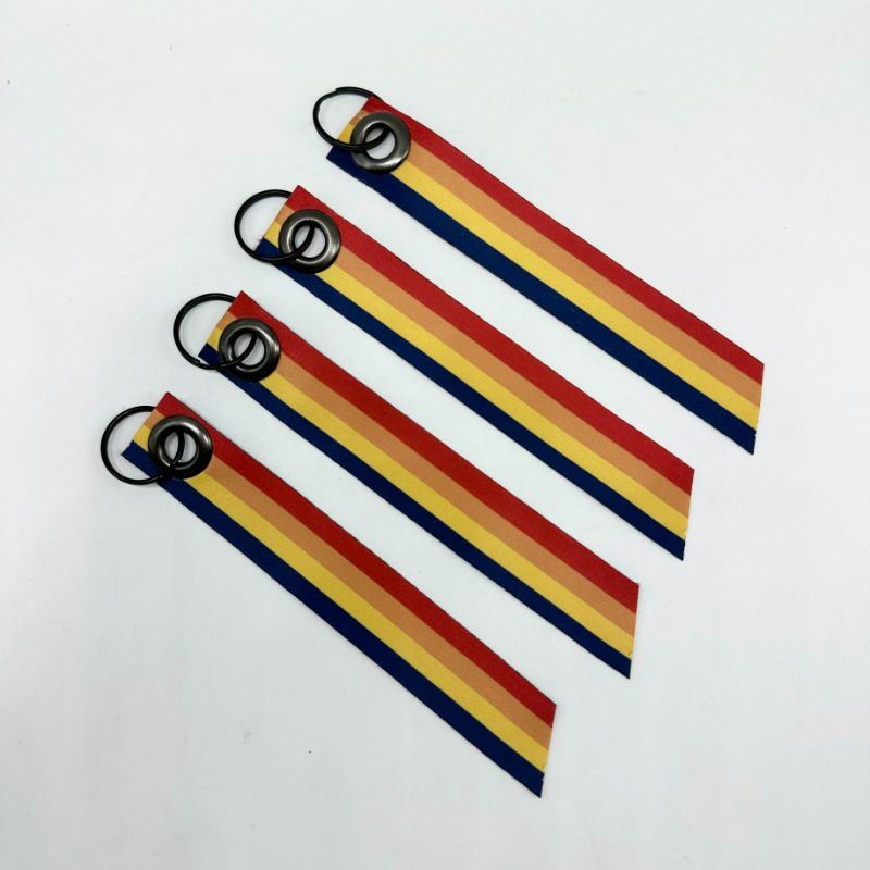 Custom 25mm Polyester Activity Riding Ribbon Transfer Keychain