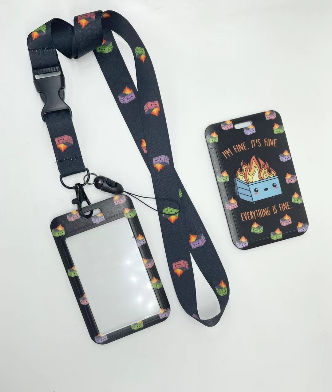 Polyester Strap Printed Design Fabric Lanyard Color Printing Push ID Card for Promotional Gift