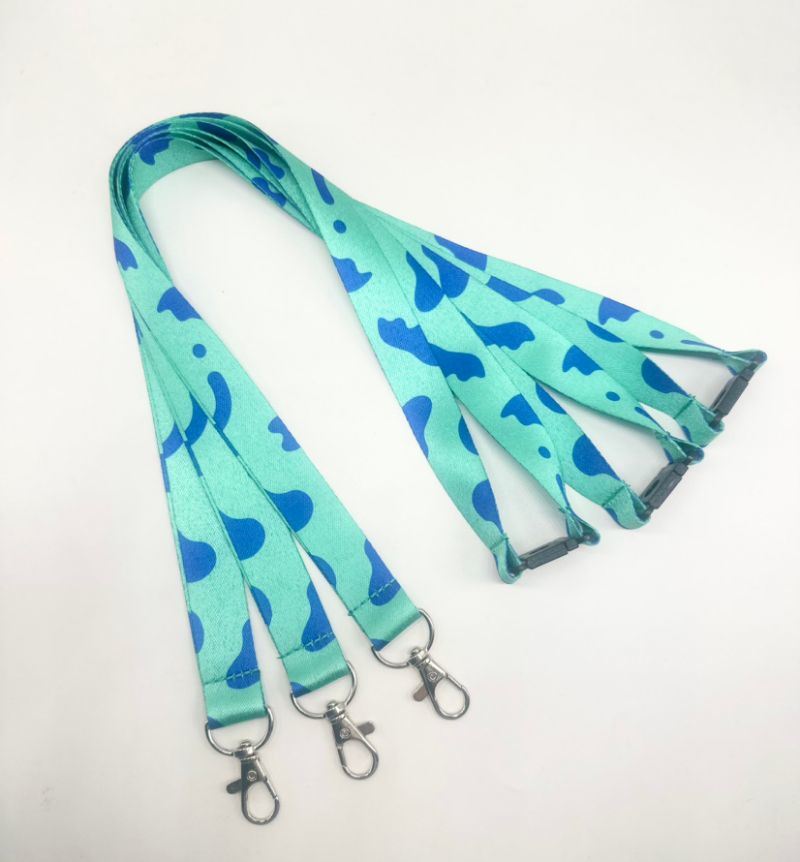 Environmentally Friendly and Recyclable Polyester RPET Ribbon with Logo Transfer and Safety Buckle Hanging Lanyard
