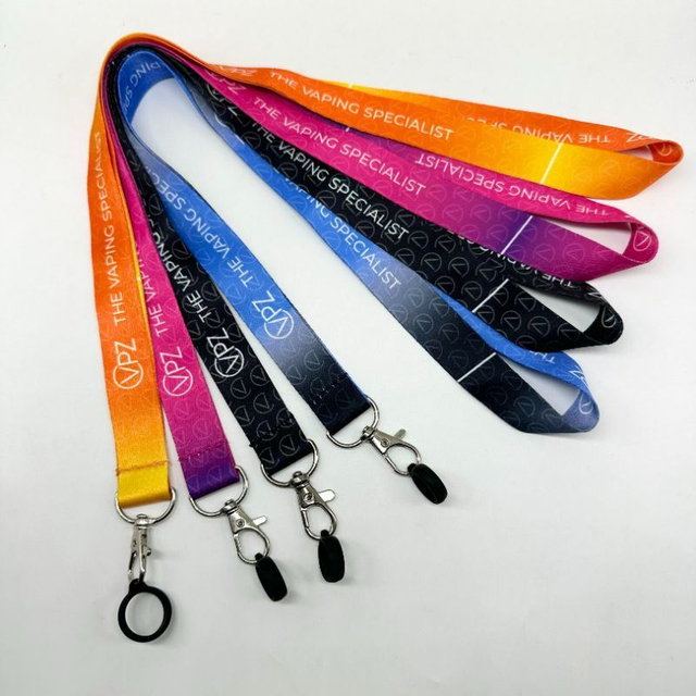 Custom 20mm Polyester Transfer Electronic Cigarette Stick Lanyard with Silicone Hanging Ring