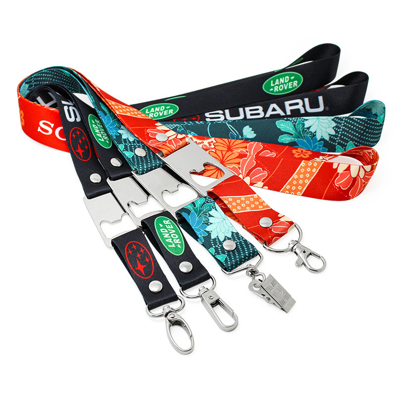 Custom Polyester Double Transfer Silk Screen Printed Lanyard for Bottle Corkscrew