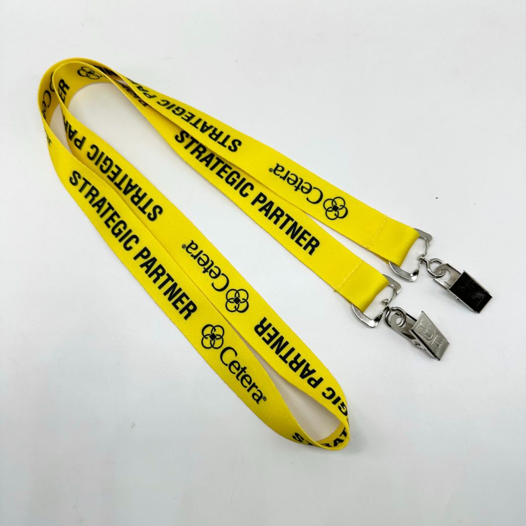 Manufacturers Mass Custom Double Number Clip Certificate Cover Polyester Silk Screen Transfer Jacquard Lanyard