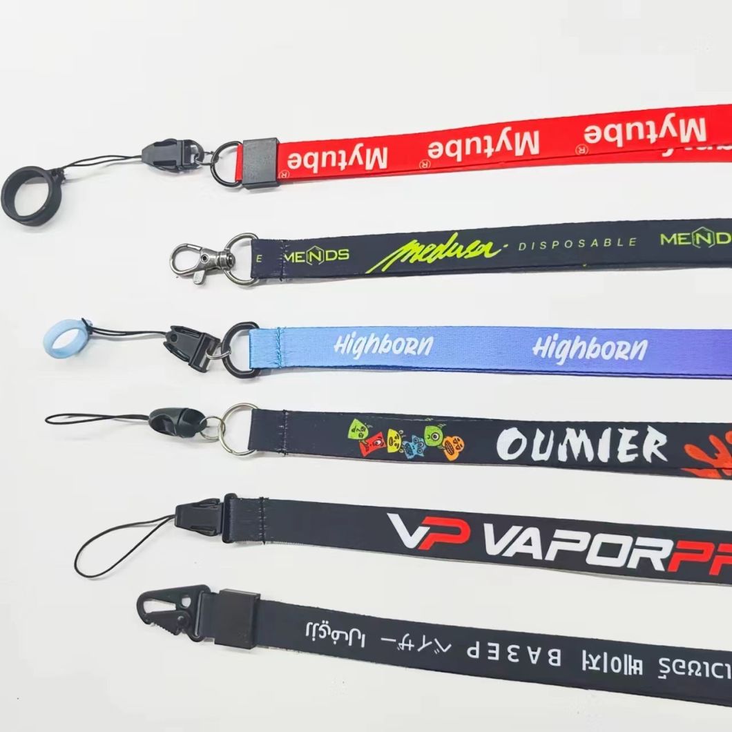 Factory Price 15*900mm Custom Logo Polyester Line Printed Vape Neck Lanyard Rope