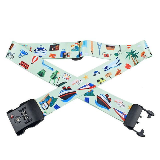 Customized High quality Heat Transfer Logo Luggage Belt with Tsa Custom Locks