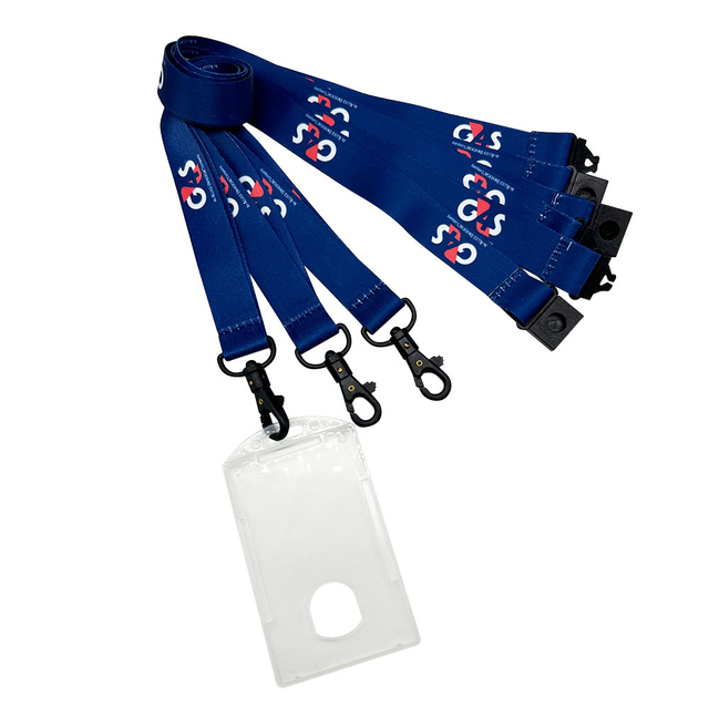 Custom Polyester Nylon Heat Transfer Printing Plastic ID Card Holder Lanyard
