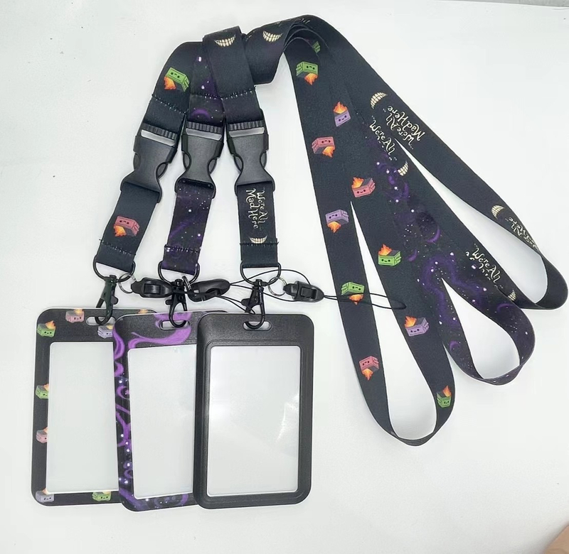 Polyester Strap Printed Design Fabric Lanyard Color Printing Push ID Card for Promotional Gift