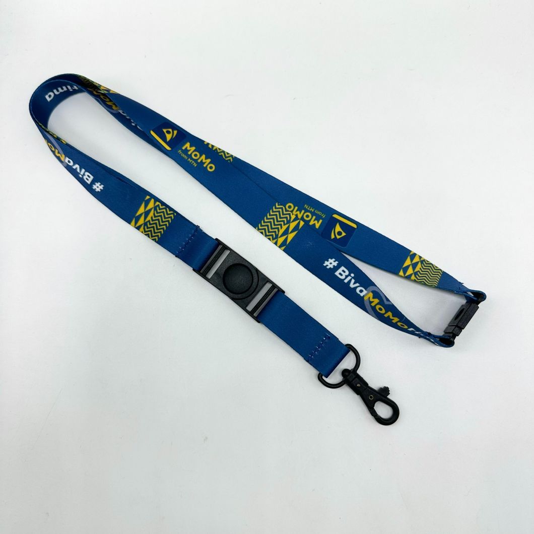 Nylon Dog Buckle with Rotating Buckle and Polyester Transfer Printing Screen Printed Promotion Lanyard