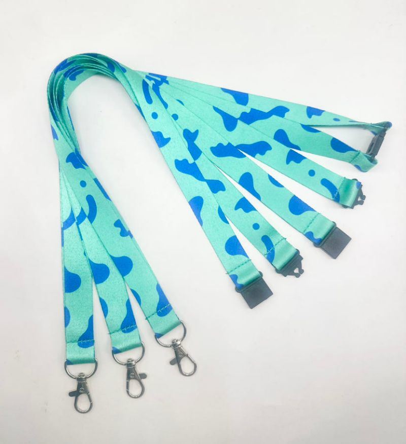 Environmentally Friendly and Recyclable Polyester RPET Ribbon with Logo Transfer and Safety Buckle Hanging Lanyard