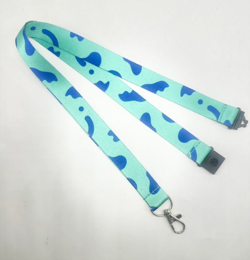 Environmentally Friendly and Recyclable Polyester RPET Ribbon with Logo Transfer and Safety Buckle Hanging Lanyard