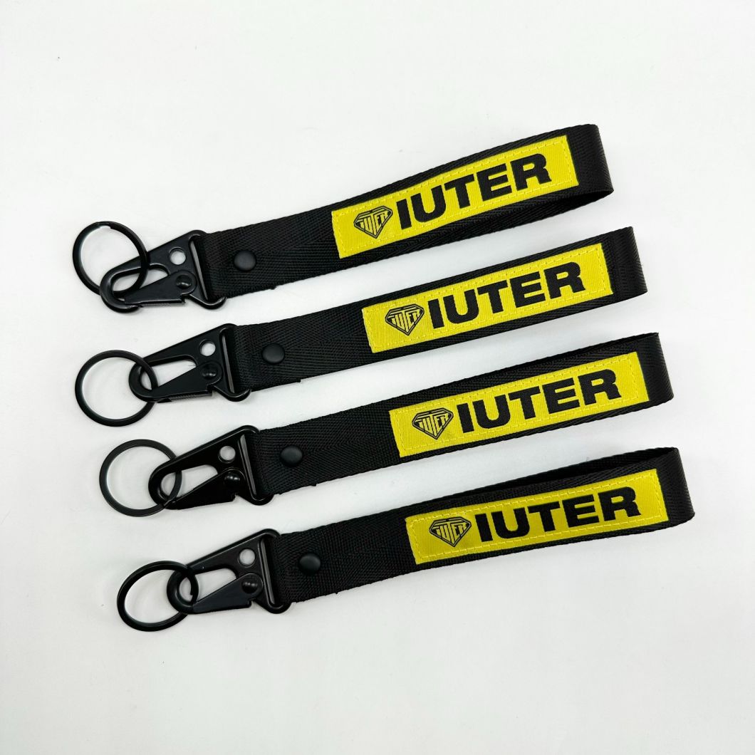 Custom Nylon Polyester Webbing Transfer Woven Logo Silk Screen Keychain