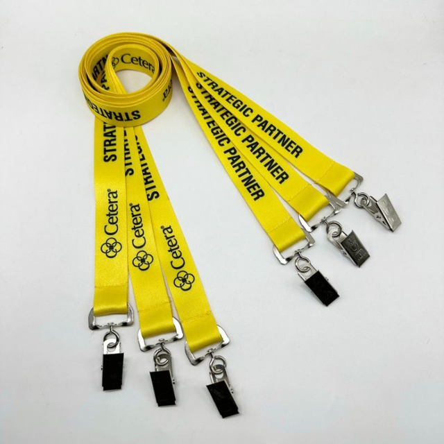 Manufacturers Mass Custom Double Number Clip Certificate Cover Polyester Silk Screen Transfer Jacquard Lanyard
