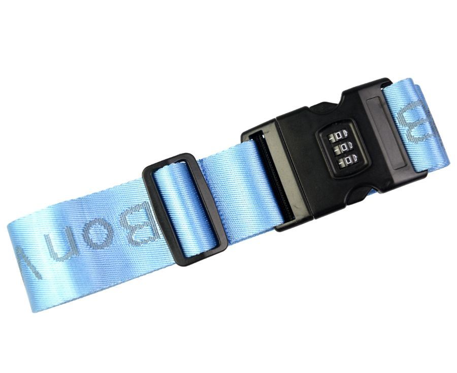 Customized High Quality Nylon Material Computer Jacquard Logo with 3 Digit Code Lock Suitcase Binding Belt