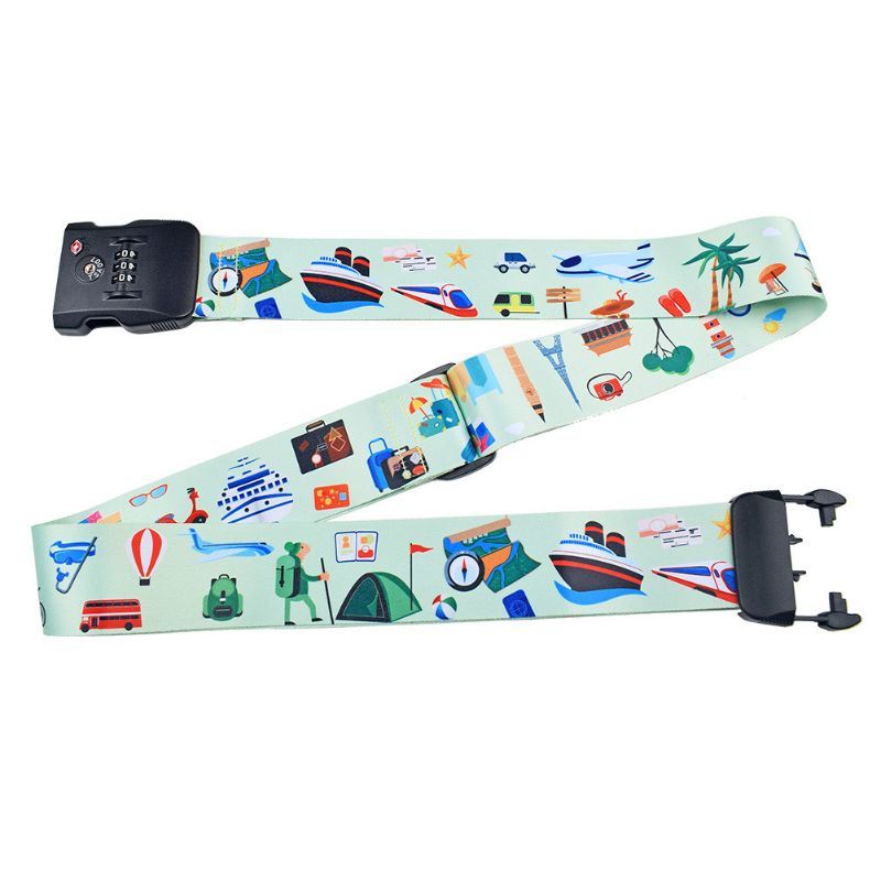 Customized High quality Heat Transfer Logo Luggage Belt with Tsa Custom Locks