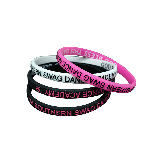 Custom Raised Logo Silk Screen Printed Silicone Bracelet Silicone Wristband