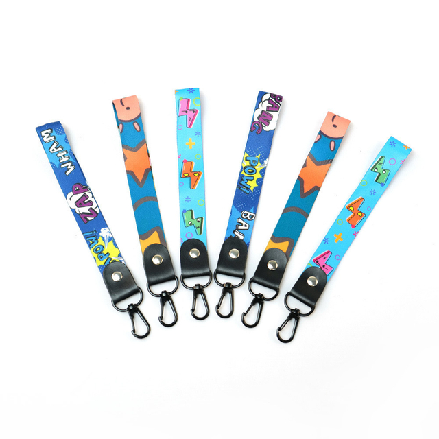 Custom Logo Printed Short Phone Strap Anti-Fall Hanging Neck Lanyard Wrist Strap Wristlet Keychain Hand Lanyard for Promotion